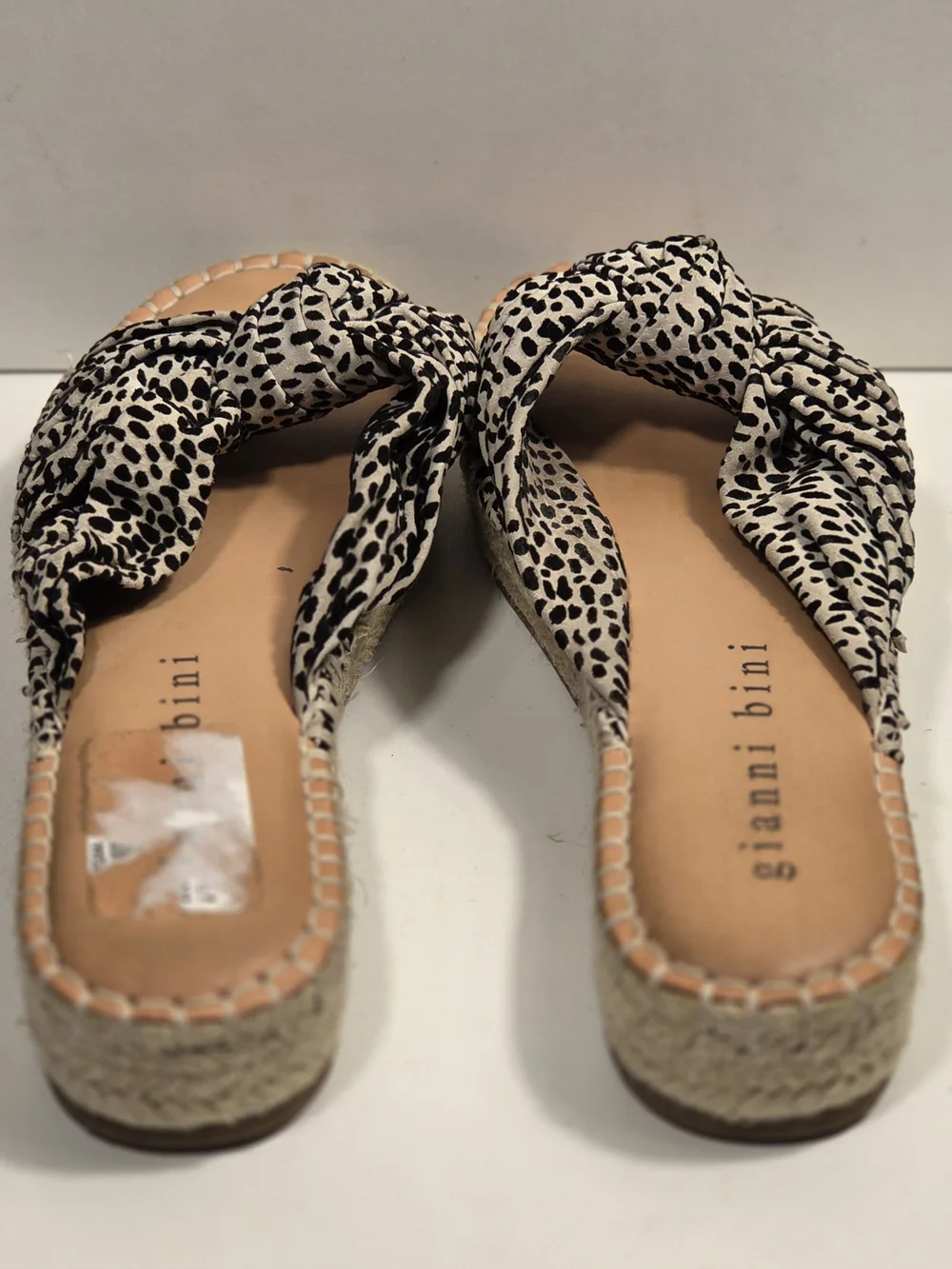 Gianni Bini Ivory Black Spot Knot Espadrille Slide
